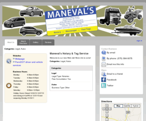 manevalsnotary.com: Maneval's Notary and Tag Service in Hughesville, PA offers notaries, tags, titles, liscenses
Maneval's Notary and Tag Service in Hughesville, PA offers notaries, tags, titles, liscenses