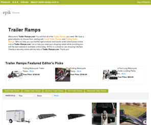 trailer-ramps.com: Trailer Ramps | Vestil Trailer Ramps | Folding Ramps | Trailer-Ramps.com

				Welcome to Trailer-Ramps.com!Â You will find all of theÂ Trailer Ramps you need. We have a great selection to choose from, starting with Vestil Trailer Ramps and Folding Trailer Ramps. With our help you can find the right products and brands at the lowest prices online only at Trailer-Ramps.com. Let us help you meet your