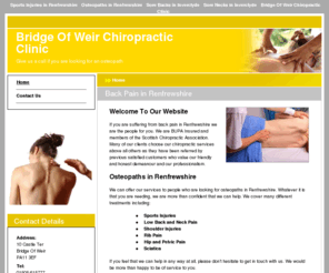 bridgeofweirchiropractic-rehab.com: Back Pain in Renfrewshire : Bridge Of Weir Chiropractic Clinic
Whether you are suffering with sore backs in Inverclyde or looking for chiropractors in Inverclyde get in touch.