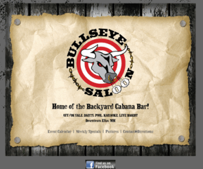 bullseye-saloon.com: Bullseye Saloon • Elko, MN
Home of the Backyard Cabana Bar!
Off Sale/On Sale, Darts, Horseshoes, Pool Tables and much more!
