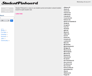 studentpinboard.com: Student Portal - Student Pinboard
Student Pinboard is a easy to use student portal and student network bulletin board for quick student ads.