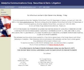 adelphiaclaims.com: Adelphia Communications Corp. Securities & Deriv. Litigation
User-agent: *
Disallow: / 