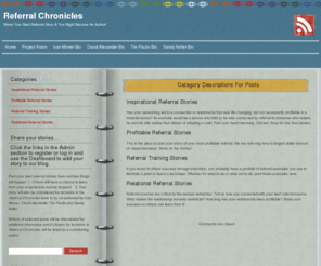 referralchronicles.com: Share Your Best Referral Story & You Might Become An Author! » Referral Chronicles

Share Your Best Referral Story & You Might Become An Author!