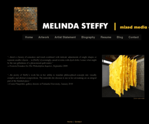 melindasteffy.com: Melinda Steffy, mixed media artist
Philadelphia artist Melinda Steffy creates mixed media artwork that integrates her interests in memory, mythology, alchemy, family history and the symbolic meanings of materials and techniques.