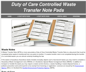 crwm.co.uk: Waste transfer notes duty of care, recyling, waste management, UK
A Duty of Care Controlled Waste Transfer Note is a document which must  accompany any transfer of waste. 