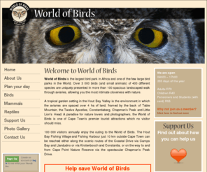 worldofbirds.org.za: World of Birds Wildlife Sanctuary and Monkey Park, Houtbay, South Africa
World of Birds situated in Houtbay, Cape Town is Africa's largest Bird Park with over 400 species in walk-through enclosures.