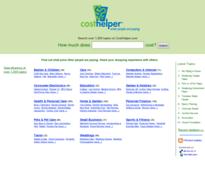 pricenook.net: CostHelper.com
CostHelper.com - Find out what price other people are paying. Contains information on how much hundreds of various goods and services should cost.