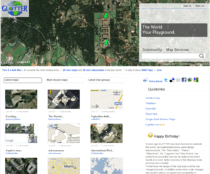glotter.com: GLOTTER - The World. Your Playground.
Create and share custom world maps. View KML in Google Maps/Earth. Add Street View imagery, YouTube videos or Flickr/Picasa slideshows to your map.