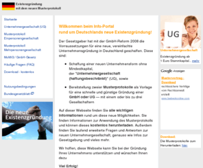 xn--grndungset-beb.com: Musterprotokoll.de - Existenzgründung mit dem Musterprotokoll
Info & kostenloser Download zur Gründung einer UG oder GmbH mit dem Musterprotokoll