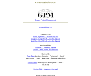 clubbing.info: clubbing.info - A new site project by GPM
GPM provide network and internet solutions as well as domain names and web design for our business and corporate customers.