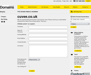 cuvee.co.uk: Please enquire here about our premium domain names
Please fill out the information below. One of our representatives will be in touch regarding your enquiry as soon as possible. Please note: Your information