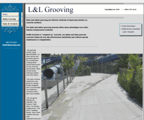 llgrooving.com: L and L Grooving, dairy and safety concrete grooving
Dairy and safety grooving is an effective method of improving traction and reducing accidents on slick or worn concrete surfaces.