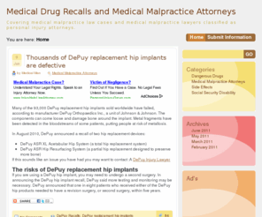 medicaldrugs.com: Medical Drug Recalls and Medical Malpractice Attorneys
Covering medical malpractice law cases and medical malpractice lawyers classified as personal injury attorneys.