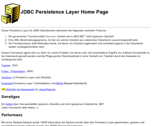 jdataset.de: Persistenz Layer
Framework zur Speicherung von Daten in JDBC-Datenbanken.