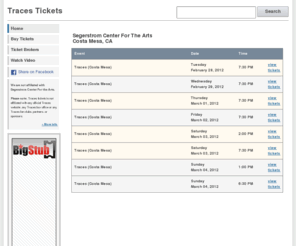 tracestickets.com: TracesTickets.com | Traces Tickets
Theatre patron guide to buying Traces tickets. TracesTickets.com reveals the cheapest Traces ticket sellers. All cities and shows!