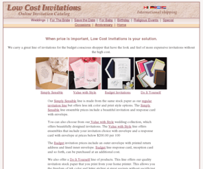 lowcostinvitations.com: Low Cost Invitations
Great discount prices on all invitations for weddings, babies, birthdays and so much more