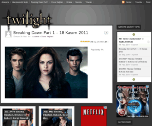 twilightserisi.com: Twilight Filmi Serisi | Alacakaranlık Serisi | Twilight Filmleri Hakkında Herşey
Twilight Alacakaranlık filmi serisi videoları, duvar kağıtları. Edward ve Bella Jacob, Emmet, Alice, Rosalie, Carlisle, Esme Hakkında Aradığınız Herşey Burada.