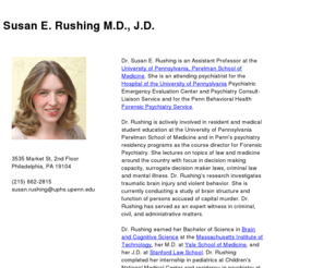 drrushing.com: Susan E. Rushing MD, JD
Webpage of Susan E. Rushing, MD, JD