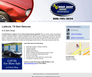 asdentshoptx.com: Dent Removal Lubbock,  TX - A-S Dent Shop 806-785-3034
A-S Dent Shop is a hail and dent removal specialist. eliminates bondo, sanding or painting, eliminates paint mismatches to Lubbock,  TX. Call806-785-3034