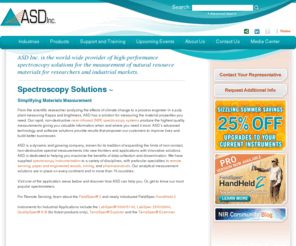 spectroscopysolutions.com: Spectroscopy Solutions | Simplifying Materials Measurement | ASD Inc.
ASD Inc. provides high-performance spectroscopy solutions for the measurement of natural resource materials for researchers and industrial markets world-wide.