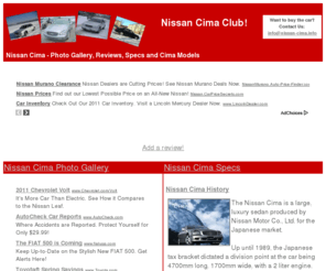 nissan-cima.info: Nissan Cima Photo Gallery, Reviews, Specs and Cima Models
The interesting information about Nissan Cima - photos, specs and reviews