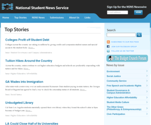 nsns.org: Home - National Student News Service
National Student News Service: Student news, issues, and action from campuses across the country. Features daily news updates, commentary, suggested links, and resources for student journalists.