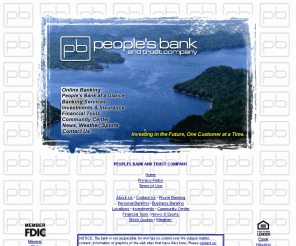 peoplesbankbyrdstown.com: Peoples Bank Byrdstown
Peoples Bank and Trust Company Investing In The Future, One Customer At A Time