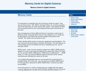 memorycards4digitalcameras.com: memory cards for digital cameras
a range of memory cards for digital cameras