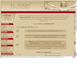 biuroogloszen.net: Agencja Reklamowa In-Form
Agencja reklamowa In-Form: reklama przestrzenna, prasowa, internetowa, og