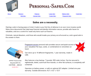 personal-safes.com: SAFES FROM $124.95 - Electronic personal home safes
SAFES FROM $124.95 Security safes for pistols - guns - firearms, documents, and valuables offered at discount prices for home or business.