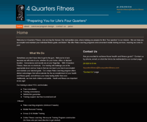 4quartersfitness.com: 4 Quarters Fitness - Home
Welcome to 4 Quarters Fitness, based out of Carrollton (northern Dallas),  where helping you prepare for life's four quarters is our mission.  We can help you accomplish and maintain your individual fitness goals, faster!  Our training programs will be sui