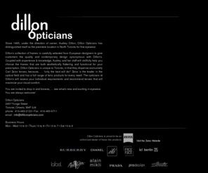 dillonopticians.com: Dillon Opticians Toronto Opticians Quality Eyewear and Full Eye Exam Services -  including ete Faca a Face ici Berlin Alain Mikli Prada Lafont Chanel as well as Numerous Other Prestige Brands
