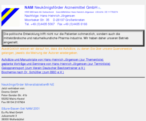 nam.de: NAM Neukoenigsfoerder Arzneimittel GmbH
Produktverzeichnis, Verweis zu diversen Vorträgen
