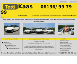 taxi-nieder-olm.com: Taxi Kaas  VG Nieder-Olm
Taxi-Kaas VG Nieder-Olm: Taxi, Großraumtaxi, Flughafentransfer, Krankenfahrt, Kurierfahrt und mehr.