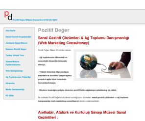 pozitifdeger.com: Pozitif Deger Bilisim Cozumleri, WEB & Ag Toplumu Danismanligi, Ankara
Pozitif Değer Ağ Toplumu Danışmanlığı ve Bilişim Çözümleri. Tel: 0312 241 2553. Anıtkabir, Atatürk ve Kurtuluş Savaşı Müzesi Sanal Gezintileri