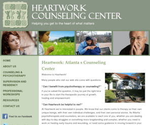 htwcc.org: Atlanta Counseling | Psychotherapy | PTSD Therapy | Heartwork Counseling
Heartwork Counseling Center in Inman Park, Atlanta GA provides individual and group psychotherapy services, PTSD therapy and marriage counseling.