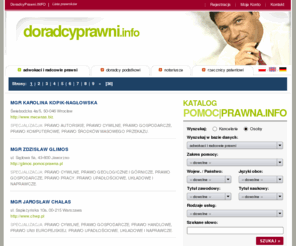 doradcyprawni.info: DoradcyPrawni.INFO - baza informacji o usługach prawniczych, doradcy prawni, doradca prawny
DoradcyPrawni.INFO - Bank informacji prawnych. Gdzie znajdują się adwokaci, radcowie prawni oraz kancelarie. Doradcy prawni