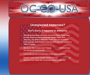 qccousa.com: QC CO USA
Premier lender of payday loans, cash advances, and short term loans. We also provide check cashing services, wire transfers, and bill payments.
