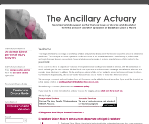 ancillaryactuary.co.uk: The Ancillary Actuary - Home - Bradshaw Dixon Moore announces departure of Nigel Bradshaw
Comment and discussion on the financial aspects of divorce and dissolution from the pension valuation specialists at Bradshaw Dixon & Moore