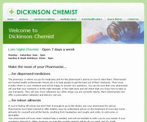 dickinsonchemist.co.uk: Dickinson Chemist 130 Westmount Road, London SE9 1UT
Dickinson Chemist based in Westmount Road, London SE9 1UT