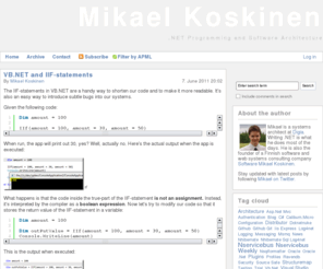 mikaelkoskinen.net: Mikael Koskinen |  .NET Programming and Software Architecture
 .NET Programming and Software Architecture