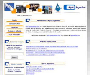 aguaargentina.com: Agua e información sobre el MedioAmbiente Acuático, Productos, Servicios y Tecnologías del Agua
