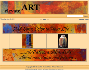 elevateart.com: Elevate Art
Colored clay monotypes and porcelain vases by Grand Lake, Colorado artist Patricia Alander