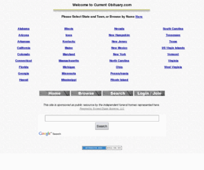 usdeathnotices.com: Current Obituary.Com - Obituaries | Death Notices | Online Obituaries | Online Death Notices | Funeral Home Obituaries
Current Obituary.Com - National Online Obituary Page, Funeral Home Obituaries and Death Notices posted by Funeral Homes Daily. Funeral and Obituary listings by State, City and Town