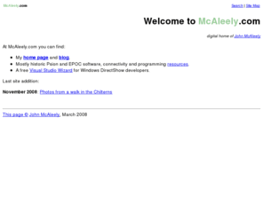 mcaleely.com: McAleely Family Website: Homepages, EPOC Software and Programming Articles
McAleely family website, including John's published software collection