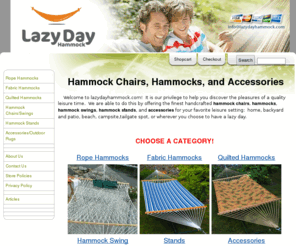 lazydayhammock.com: lazydayhammock.com| hammock chair, hammock swings & stands
For your lazy day, get highest quality hammock chairs and swings, hammocks, stands,and accessories. Buy with confidence from lazydayhammock.com