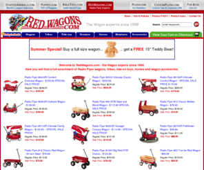 redwagon.com: Radio Flyer Wagon, Trike & Ride On Store - Red Wagons (TM):  Official Site
Larger Radio Flyer selection than Toys R Us - Red Wagons (TM):  Official Site sells Radio Flyer wagons, tricycle, horses and toys