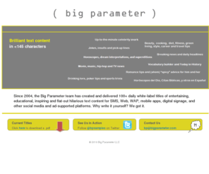 bigparameter.com: Big Parameter
Brilliant text content in <145 characters.