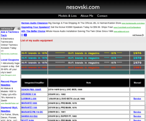 nesovski.com: MirceN's Home Page Nesovski - List of VINTAGE Hi-Fi STEREO equipment
vintage audio hi-fi stereo CD tuner apmlifier turntable cassette deck receiver DVD loudspeakers