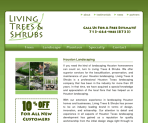 katylandscapelighting.com: Landscaping, tree services, root barriers, sprinkler systems, professional installation in the Houston area
Tree services in Houston. Free Consultation! Contact Living Trees & Shrubs to prune your trees or shrubs at (713)464-TREE